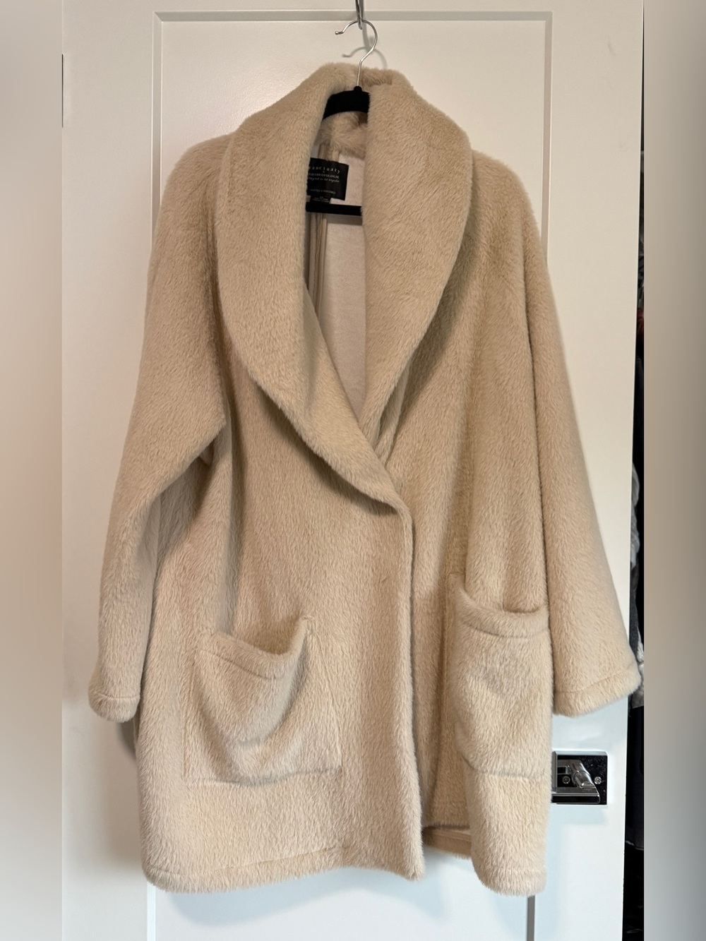 Anthropologie Beige Cream Teddy Shawl-Collar Jacket